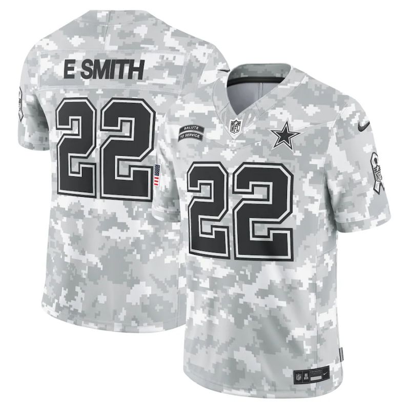 Men Dallas Cowboys #22 Esmith Nike Arctic Camo 2024 Salute to Service Limited NFL Jersey